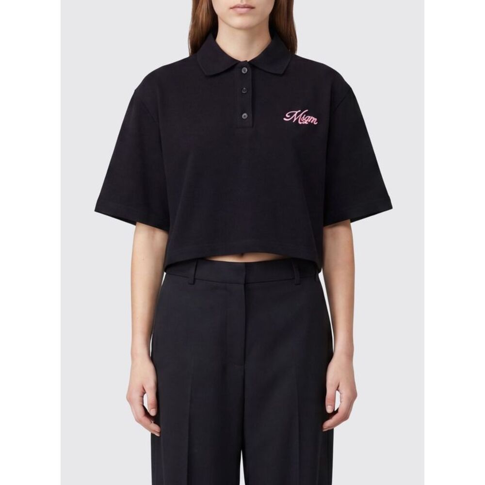 Logo Cotton Crop Polo Shirt Msgm